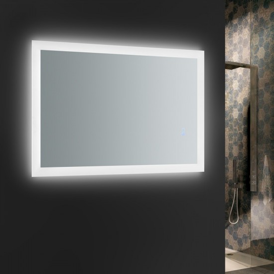 Angelo 24 Wide x 36 Tall Bathroom Mirror w/ Halo Style LED Lighting and Defogger