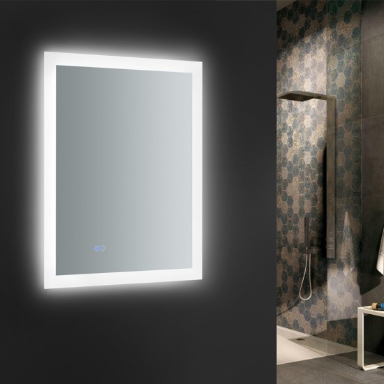 Angelo 24 Wide x 30 Tall Bathroom Mirror w/ Halo Style LED Lighting and Defogger