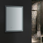 Angelo 24 Wide x 30 Tall Bathroom Mirror w/ Halo Style LED Lighting and Defogger