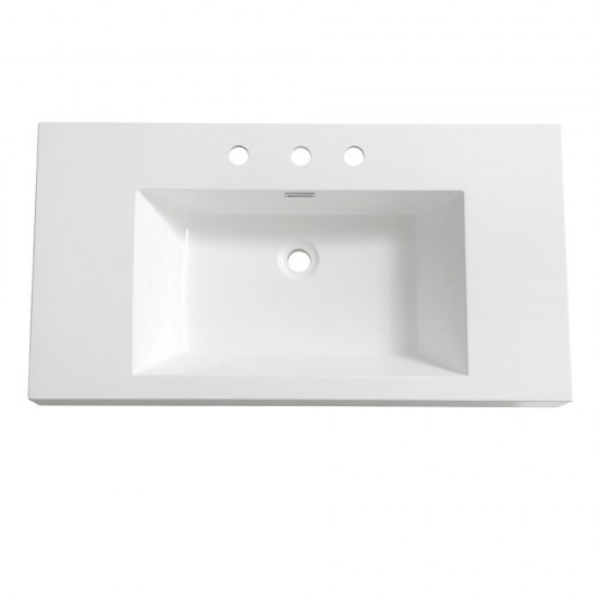 Fresca Vista 36" White Integrated Sink / Countertop