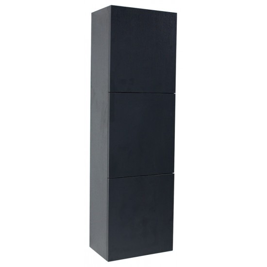 Fresca Black Bathroom Linen Side Cabinet w/ 3 Large Storage Areas