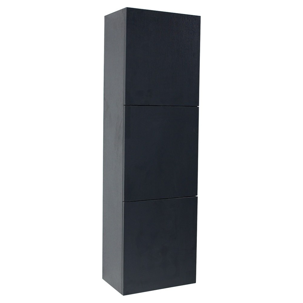 Fresca Black Bathroom Linen Side Cabinet w/ 3 Large Storage Areas Fresca Black Bathroom Linen Side Cabinet w/ 3 Large Storage Areas