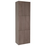 Fresca Gray Oak Bathroom Linen Side Cabinet w/ 3 Large Storage Areas