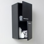 Fresca Black Bathroom Linen Side Cabinet w/ 2 Storage Areas