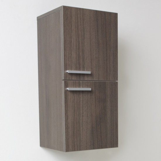 Fresca Gray Oak Bathroom Linen Side Cabinet w/ 2 Storage Areas