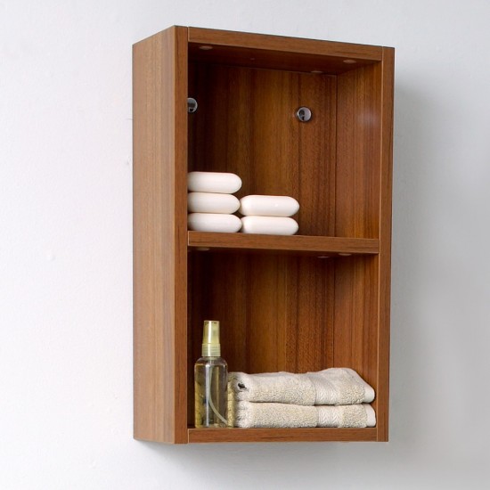 Fresca Teak Bathroom Linen Side Cabinet w/ 2 Open Storage Areas