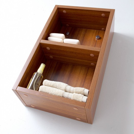 Fresca Teak Bathroom Linen Side Cabinet w/ 2 Open Storage Areas