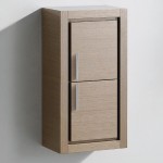 Fresca Allier Gray Oak Bathroom Linen Side Cabinet w/ 2 Doors