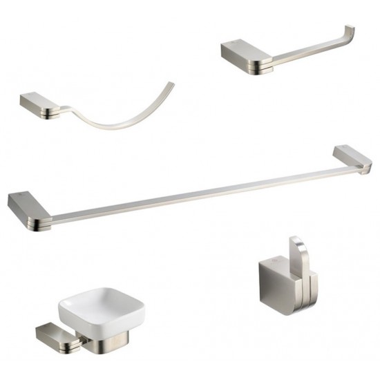 Fresca Solido 5-Piece Bathroom Accessory Set - Brushed Nickel