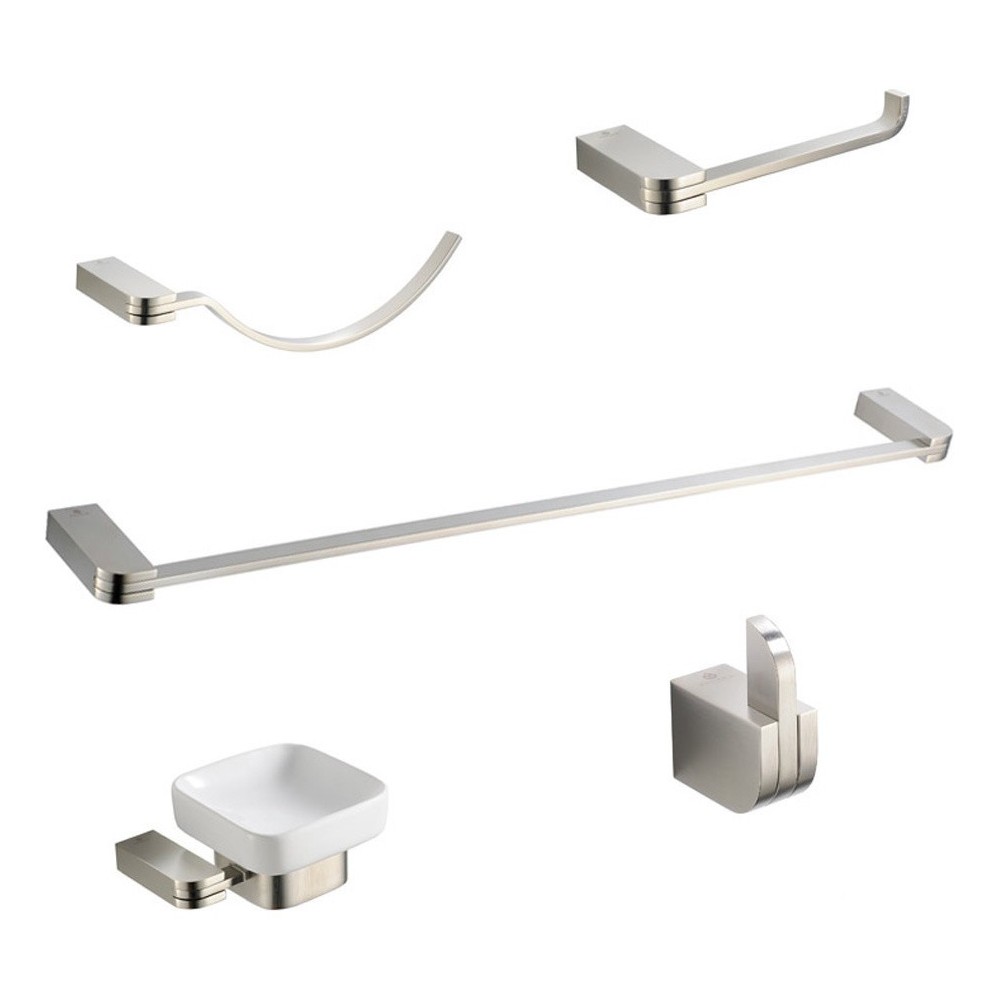 Fresca Solido 5-Piece Bathroom Accessory Set - Brushed Nickel Fresca Solido 5-Piece Bathroom Accessory Set - Brushed Nickel