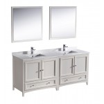 Oxford 72" Antique White Traditional Double Sink Bathroom Vanity, FVN20-3636AW