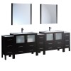 108 Espresso Double Sink Bathroom Vanity w/ 3 Side Cabinets & Integrated Sinks