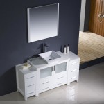 Fresca Torino 60" White Modern Bathroom Vanity w/ 2 Side Cabinets & Vessel Sink