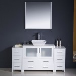 Fresca Torino 60" White Modern Bathroom Vanity w/ 2 Side Cabinets & Vessel Sink