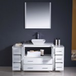 Fresca Torino 60" White Modern Bathroom Vanity w/ 2 Side Cabinets & Vessel Sink