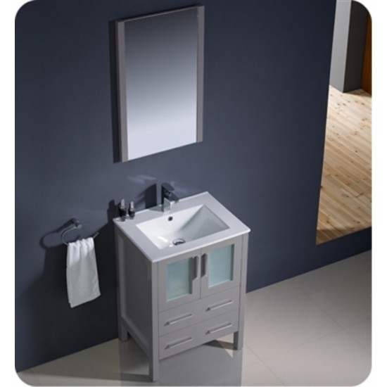 Fresca Torino 24" Gray Modern Bathroom Vanity w/ Integrated Sink