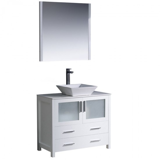 Fresca Torino 36" White Modern Bathroom Vanity w/ Vessel Sink