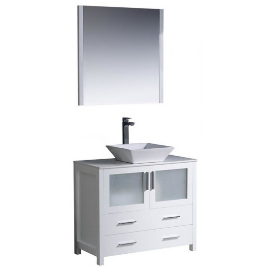 Fresca Torino 36" White Modern Bathroom Vanity w/ Vessel Sink