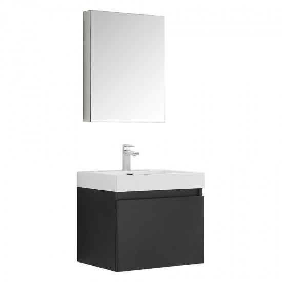 Fresca Nano 24" Black Modern Bathroom Vanity w/ Medicine Cabinet