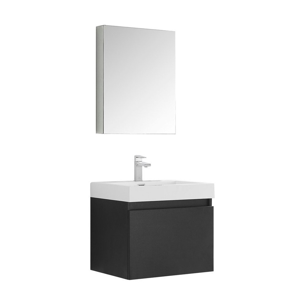 Fresca Nano 24" Black Modern Bathroom Vanity w/ Medicine Cabinet