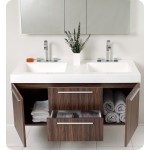 Opulento 54" Walnut Modern Double Sink Bathroom Vanity w/ Medicine Cabinet