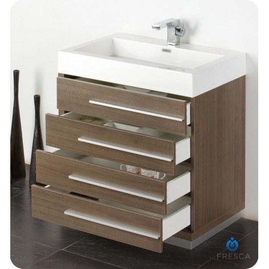 Fresca Livello 30" Gray Oak Modern Bathroom Vanity w/ Medicine Cabinet