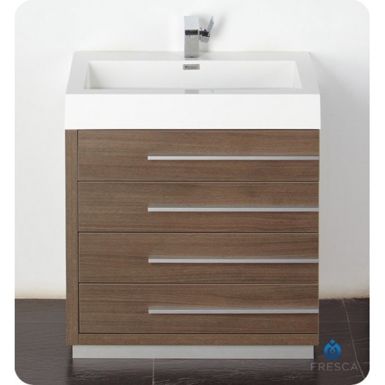 Fresca Livello 30" Gray Oak Modern Bathroom Vanity w/ Medicine Cabinet