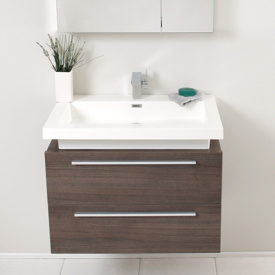 Fresca Medio 32" Gray Oak Modern Bathroom Vanity w/ Medicine Cabinet