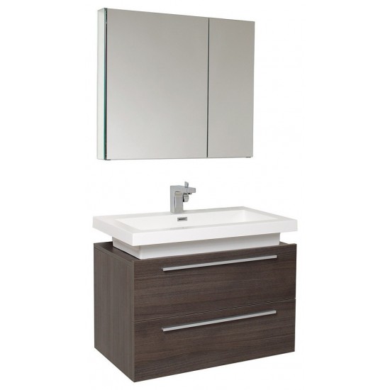 Fresca Medio 32" Gray Oak Modern Bathroom Vanity w/ Medicine Cabinet