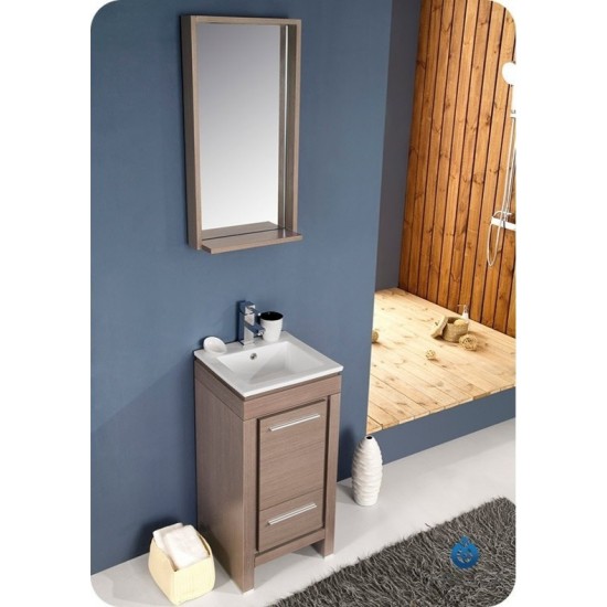 Fresca Allier 16" Gray Oak Modern Bathroom Vanity w/ Mirror