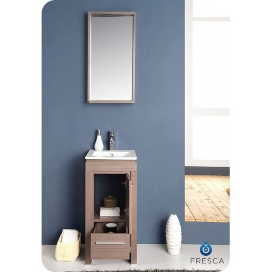 Fresca Allier 16" Gray Oak Modern Bathroom Vanity w/ Mirror