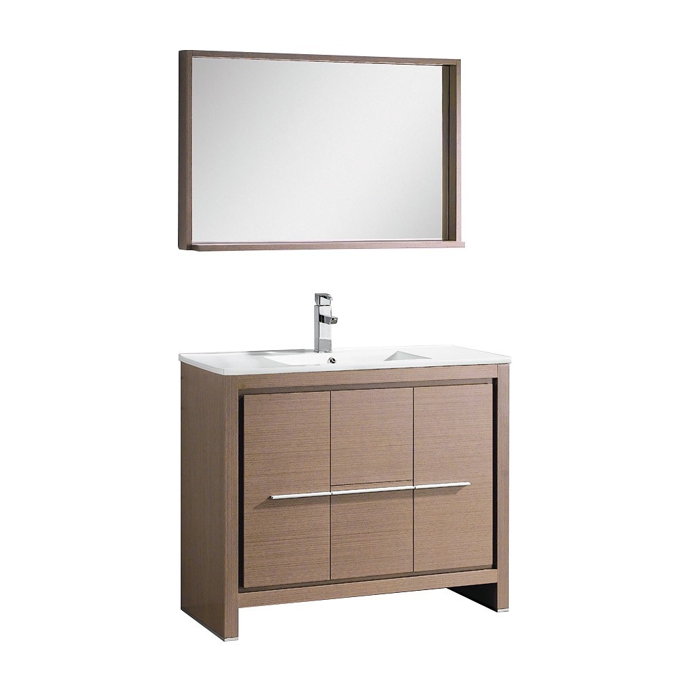 Fresca Allier 40" Gray Oak Modern Bathroom Vanity w/ Mirror