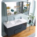 Valencia 48 Dark Slate Gray Wall Hung Modern Bathroom Vanity w/ Medicine Cabinet