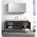 Valencia 60" Gray Oak Wall Hung Modern Bathroom Vanity w/ Medicine Cabinet