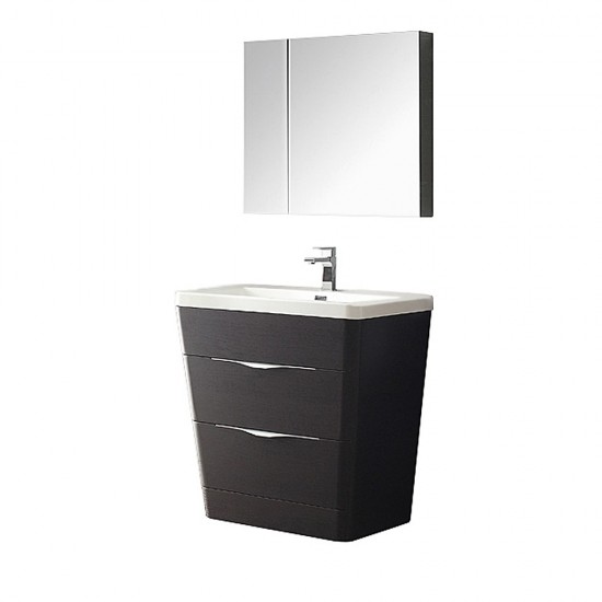 Fresca Milano 32" Chestnut Modern Bathroom Vanity w/ Medicine Cabinet