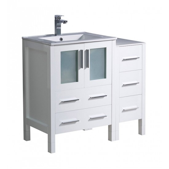 Fresca Torino 36" White Modern Bathroom Cabinets w/ Integrated Sink