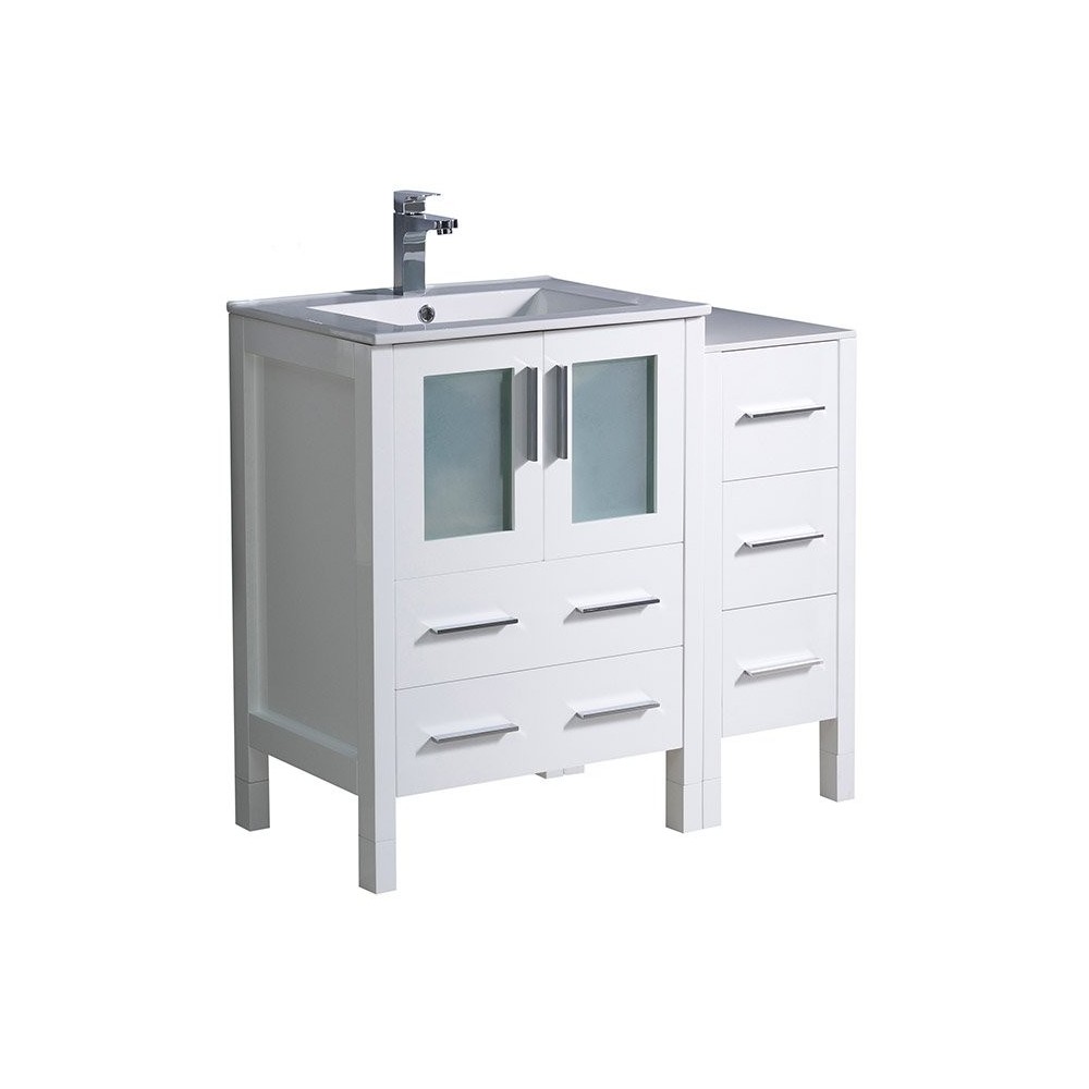 Fresca Torino 36" White Modern Bathroom Cabinets w/ Integrated Sink