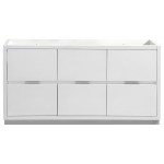 Valencia 48" Glossy White Free Standing Double Sink Modern Bathroom Cabinet