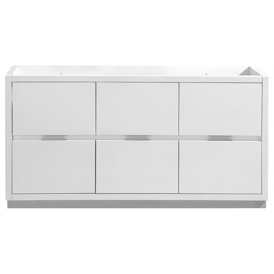 Valencia 48" Glossy White Free Standing Double Sink Modern Bathroom Cabinet