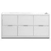 Valencia 48" Glossy White Free Standing Double Sink Modern Bathroom Cabinet