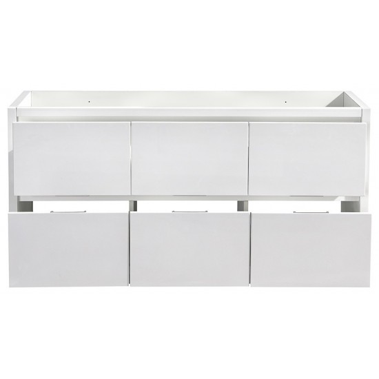 Valencia 48" Glossy White Free Standing Double Sink Modern Bathroom Cabinet