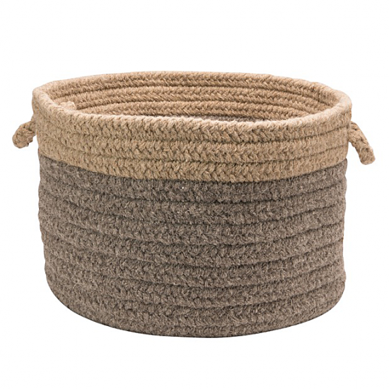 Colonial Mills Basket Chunky Natural Wool Dipped Basket Dark Gray/Beige Round