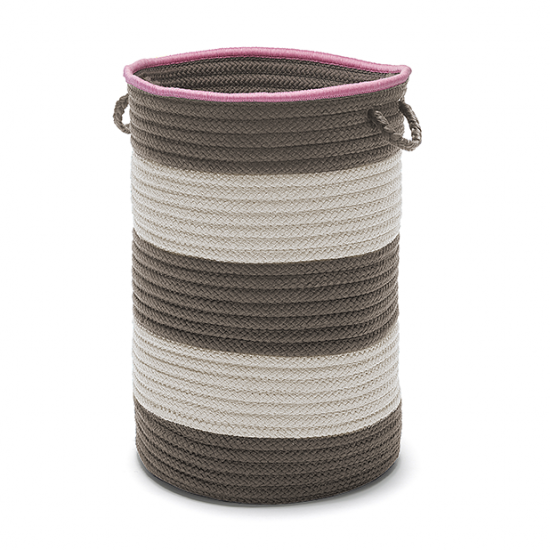 Colonial Mills Hamper Color Block Hamper Gray Pink Round Hamper