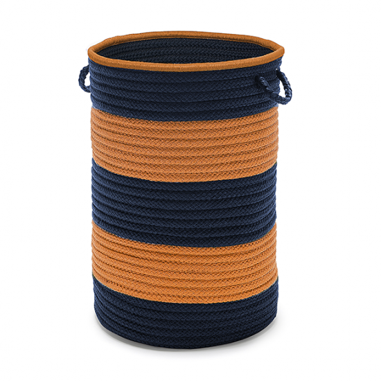 Colonial Mills Hamper Color Block Hamper Navy Orange Round Hamper