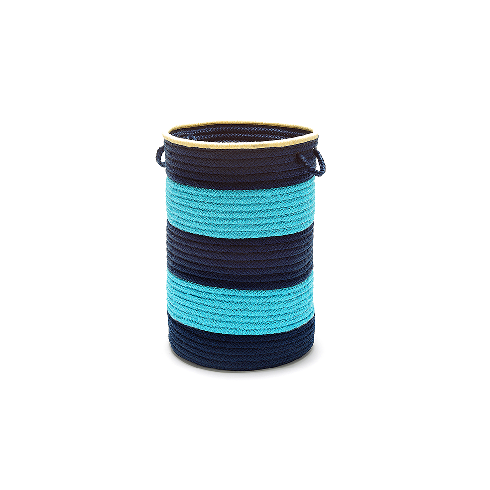 Colonial Mills Hamper Color Block Hamper Turquoise Navy Round Hamper