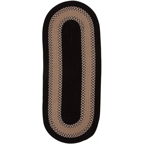 Colonial Mills Rug Corsair Banded Runner Black Runner (Oval)