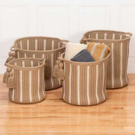 Colonial Mills Basket Dublin Basket Taupe & White Round