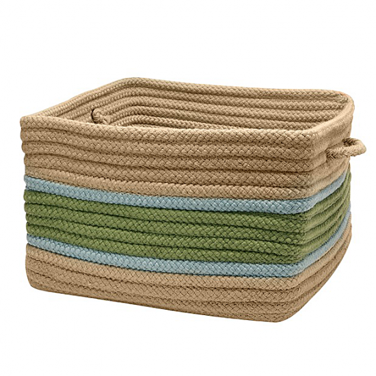 Colonial Mills Basket Garden Banded Square Basket Moss/ Federal Blue Square