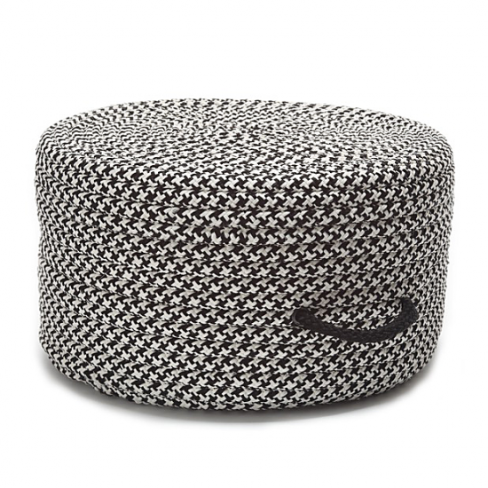 Colonial Mills Pouf Houndstooth Pouf Black Round