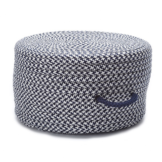 Colonial Mills Pouf Houndstooth Pouf Navy Round